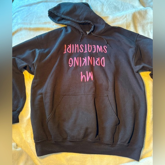 Sweaters - Black thick hoodie with pink sparkly